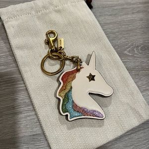Coach unicorn leather keychain/bag charm